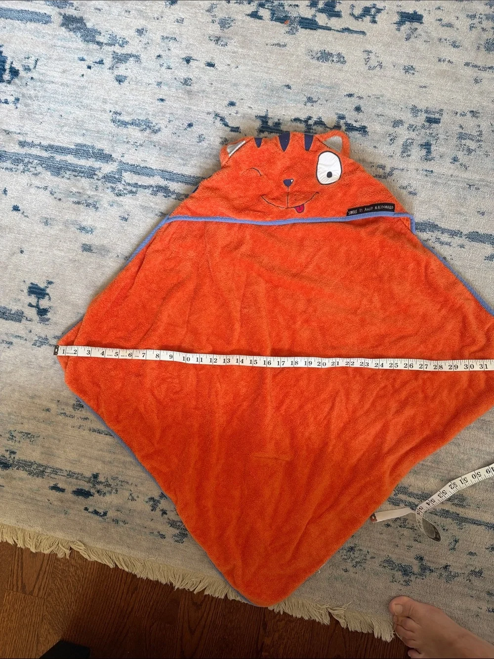 Children's Orange Hooded Bath Towel with Animal Face